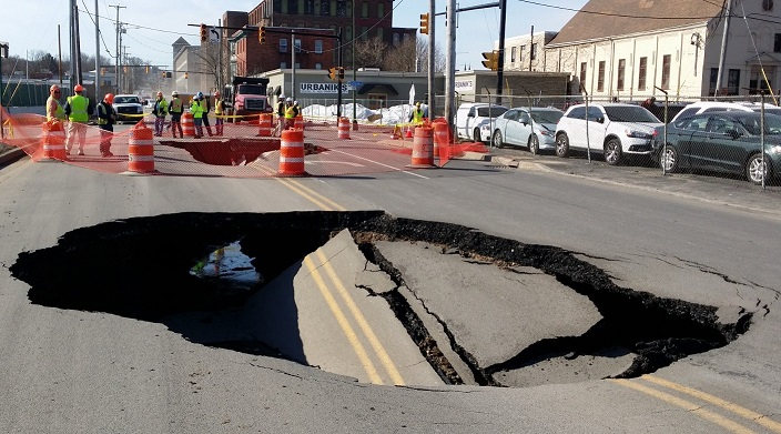 sink hole on State Street