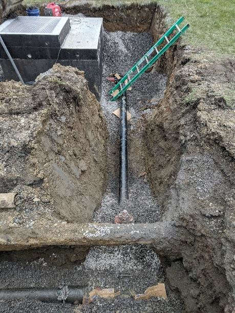 connected exisiting pipes to the chamber inside of pit